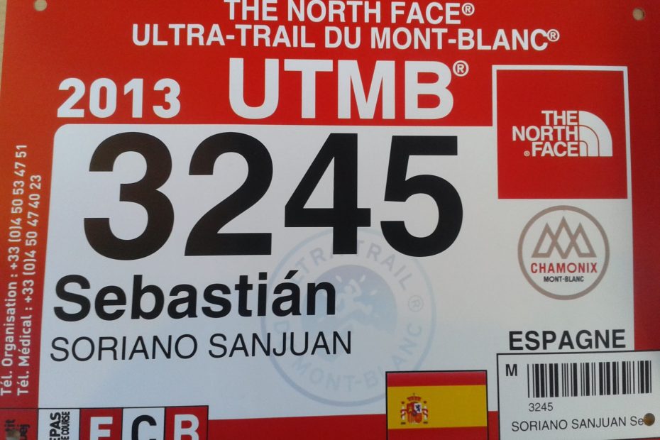 Dorsal de Sebastián Soriano en el UTMB